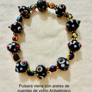 Colorful Beaded Bracelet and Earrings Set